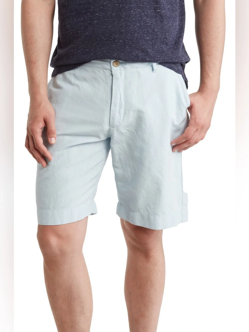 Faherty Malibu Linen & Cotton Chino Shorts Light Blue Size 36